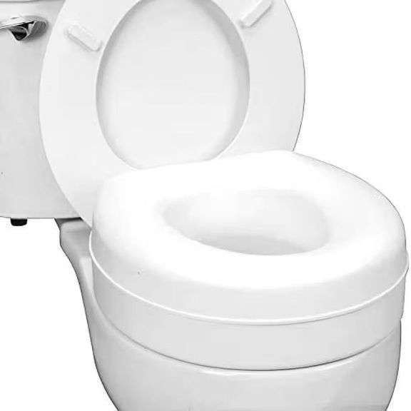 HealthSmart HS Raised 15in. W x 15in. D x 5in. D Toilet Seat Riser Elevation with Slip Resistant Pads image