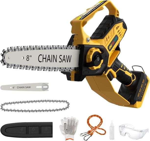 Mini Chainsaw for Dewalt 20V Max Battery, 8-Inch and 6-Inch 2-IN-1 Cordless Electric Chain saw with Brushless Motor and Auto-Oiler, 800W Hand Mini Chainsaw for Tree Pruning Wood Cutting(No Battery) image