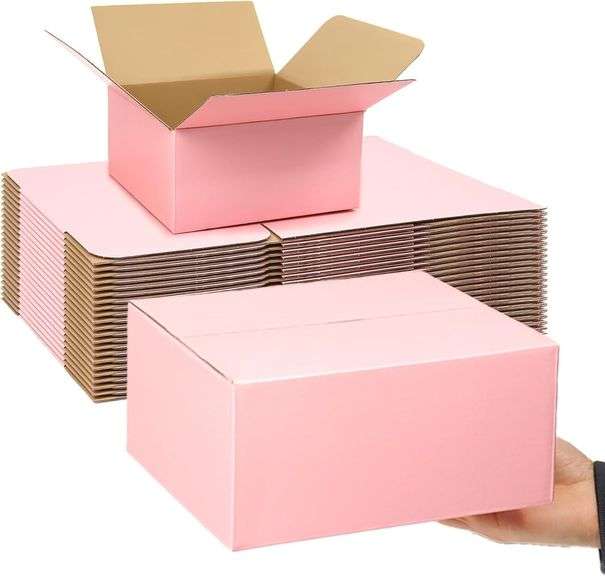 Pink Shipping Boxes Medium 8x8x4 Inches, 30 Pack Corrugated Cardboard Boxes Bulk, Cute Mailer Boxes for Small Business Packing Mailing image