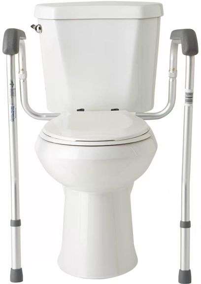 Medline - Guardian Toilet Safety Rails, 300-lb. Weight Capacity, One Pair for One Toilet - Silver image