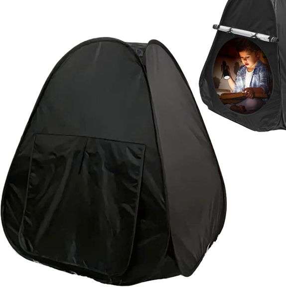 Calm Down Corner Tent - Sensory Play Hideaway for Children | Indoor/Outdoor Play with Privacy | Therapeutic Sensory Equipment for Kids with, Or ADHD Sleep Black image