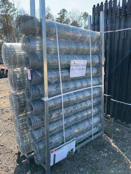 KJ K1230 4ft x 100ft Hot-Dip Galvanized Field Fence - 14GA Knotted Mesh image