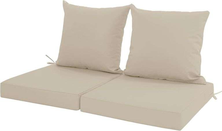 Outdoor Cushions for Patio Furniture, Waterproof Outdoor Chair Cushion w/Fade-Resistant, Removable & Machine-Washable Cover, 22x22 Inch, Deep Seat Sofa/Couch Pad Replacement   Set of 2, Cream image