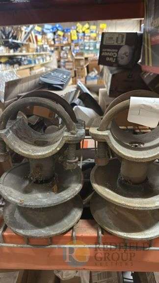 Steel Pipe Support Rollers with U-Bolts, Bolt Mount, Approx. 6" Diameter image