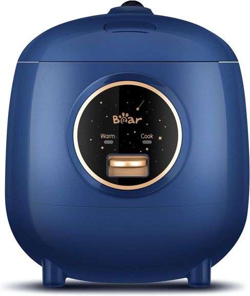 Bear Mini Rice Cooker 2 Cups Uncooked, 1.2L Portable Non-Stick Small Travel Rice Cooker, BPA Free, One Button to Cook and Keep Warm Function, Blue B-Blue image