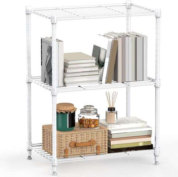 450 lbs Wire Storage Shelving 3-Tier Utility Shelving Unit Steel Organizer Wire Rack for Home,Kitchen,Office,White (11.8" D x 17.7" W x 26.4" H) image