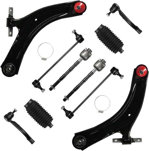 10PCS Suspension Kit Fits for Nissan Rogue 2008 2009 2010 2011 2012 2013, for Rogue Select 2014 2015 Front Lower Control Arm w/Tierod Sway Bar image