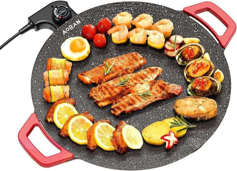 AORAN Indoor Grills Electric Smokeless   Nonstick Electric Griddle for Indoor Use, Compact & Versatile Cooking for Steaks, Pancakes, and BBQ image