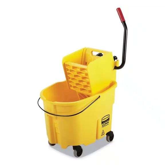 Wave Brake 35 Qt. Yellow Plastic Side-Press 2.0 Mop Bucket with Wringer Combos image