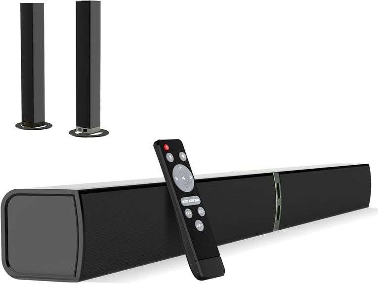 MZEIBO Sound Bar for Smart TV, 80W Bluetooth Soundbar 2 in 1 Detachable Design, Deep Bass, Home Theater Surround Sound, ARC/Optical/AUX Connections for TV/PC/Gaming/Projectors image