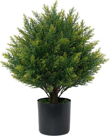 Artificial Topiary Ball Tree 19'T Faux Little Bush Ball Tree UV Resistant Shrub Potted Artificial Plant for Outdoor Indoor Front Porch Garden image