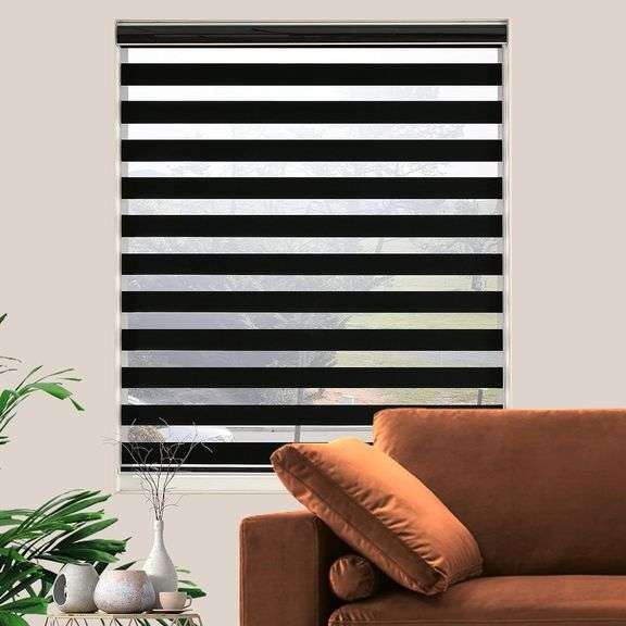 Blackout Zebra Blinds, Dual Layer Free-Stop, Room Darkening Zebra Shades, Blinds for Indoor Windows, Light Filtering Privacy Sheer Shade for Home(36" W X 72" H, Black) image