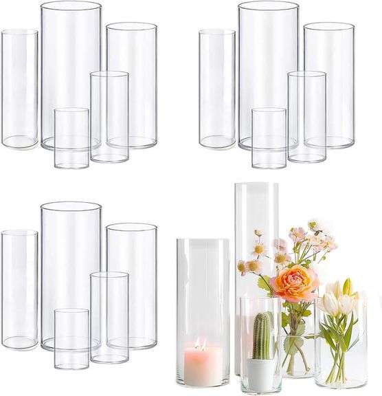 15pcs Cylinder Vases for Centerpieces Small Flower Glass Vases Clear Vase Home Decor Centerpiece Table Flower Vase Decorations for Wedding Decoration Holiday Mixed Sizes Tall image