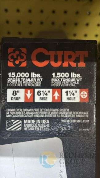 CURT 45900 Trailer Hitch Ball Mount, 15,000 lbs GTW, 8" Drop, Made in USA image