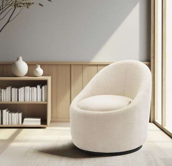 COLAMY 360  Swivel Accent Chair, Mid-Century Modern Chair with Hidden Storge, Small Swivel Chair with Arms for Living Room/Office-Beige image