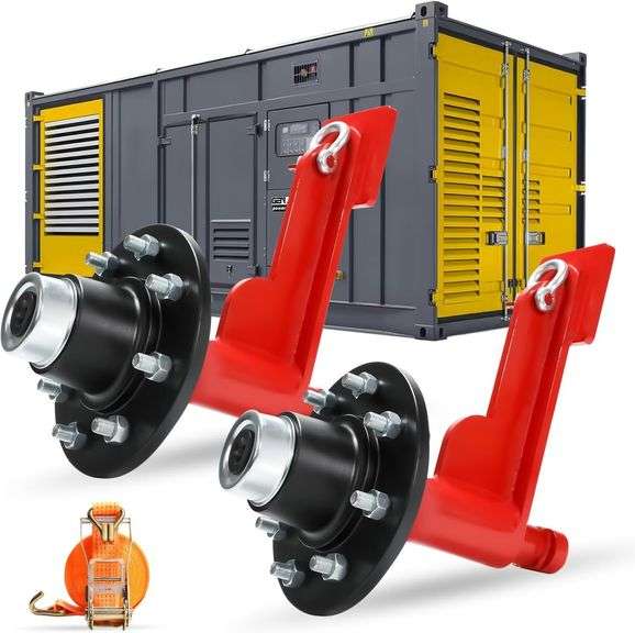 2 Pack Shipping Container Wheels 8-Lug Wheels Kit, Shipping Container Accessories, Heavy-Duty Shipping Container Axles with Heavy Duty Ratchet Tie Down-Moves 20ft - 40ft, Shipping Container image