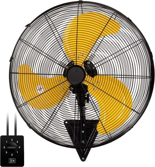24 Inch Wall Mount Fan Oscillating Wall Fans High Velocity Heavy Duty 3-Speed Pro Metal Fans for Garage, Workhouse, Greenhouse, Farm, Shop,Industrial Use image