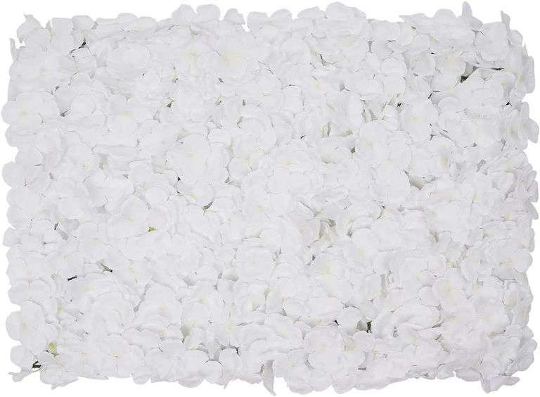 CNCEST 10Pcs Flower Panels,15.7"x 23.6" Artificial Flower Wall Panel, White Flower Backdrop Wall for Home Party Wedding Christmas Festival Photo Backdrop Decor (15.7"x 23.6"-10pcs) image