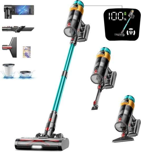 Cordless Vacuum Cleaner, 580W 48KPA 70Mins Vacuum Cleaners for Home, Stick Vacuum with Charging Dock Station, Anti-Tangle Wireless Vacumm, Rechargeable Cordless Vacuum for Pet Hair/Carpet/Hard Floor image