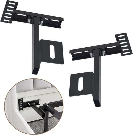 Universal Adjustable Headboard Brackets for Adjustable Bed Frame, Wall Mounting Headboard Bracket with Footboard Extension Kit, Fits Twin, Full, Queen, King, Set of 2, Matte Black image
