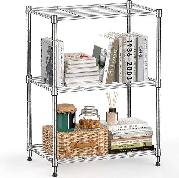 450 lbs Wire Storage Shelving 3-Tier Utility Shelving Unit Steel Organizer Wire Rack for Home,Kitchen,Office,Chrome(11.8" D x 17.7" W x 26.4" H) image