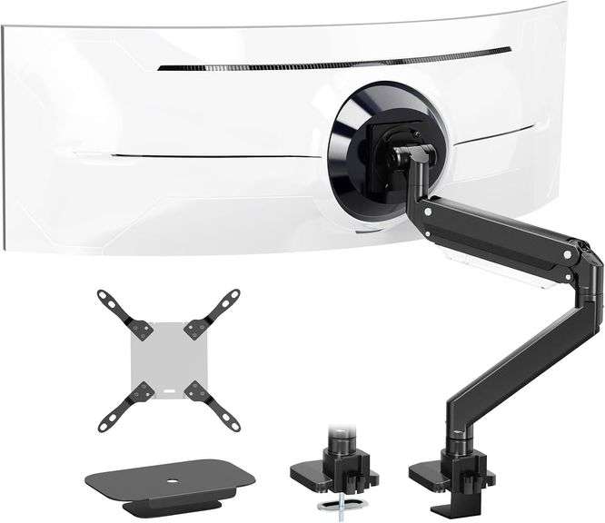 PUTORSEN 17-57 Inch Ultrawide Monitor Arm and TV Desk Mount,up to 59.4 lbs, Premium Aluminum Single Monitor Arm Desk Mount with Gas Spring, Steel Reinforcement Plate, VESA 75x75 to 200x200 image