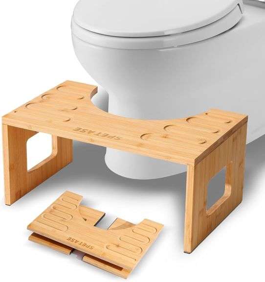 Bamboo Toilet Stool, Squatty Potty for Adults and Kids, Bathroom Foldable Toilet Stool, 7.5 Inches, Improve Toilet Posture and Comfort image