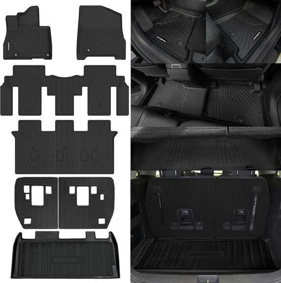 All Weather Floor Mats for 2022-2025 2026 Kia Carnival 8-Seater(Not for Hybrid & Prestige Models)(Not for 2025 Hybrid) for Kia Carnival Floor Mats Liners & Cargo Liner & Backrest Mats Accessories image