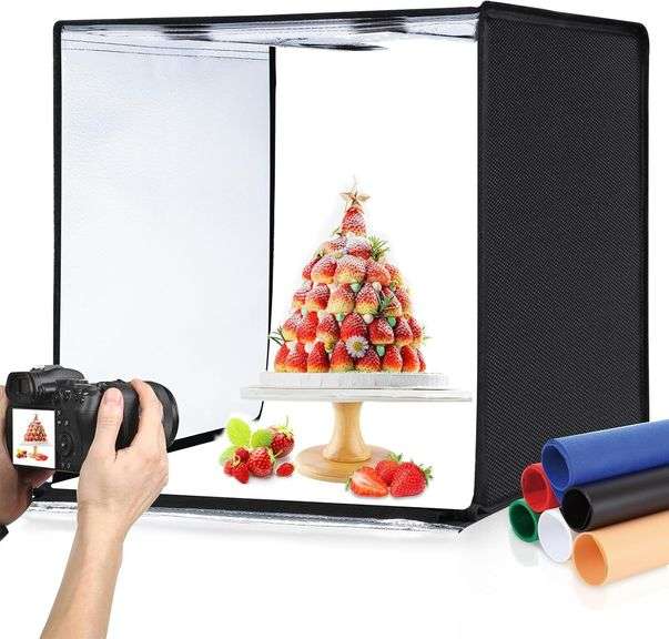 PULUZ Light Box Photography, 24x24 inch Large Photo Studio Light Box, Professional Dimmable Photo Booth with 120 LED Lights & 6 Backdrops for Jewelry and Food Items Product Photography image