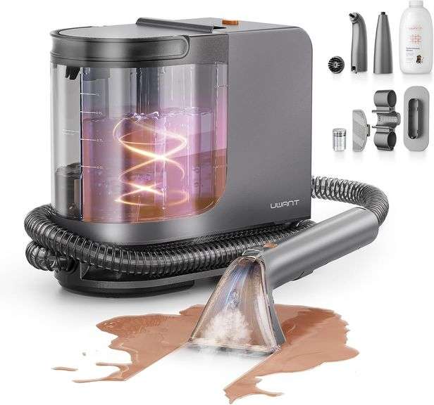 uwant Portable Carpet Cleaner with, 18Kpa Powerful Suction Carpet Cleaner Machine with Exclusive Tools 2in1 Upholstery Cleaner Steam Machine for Pet, Cars, Spot, Home image