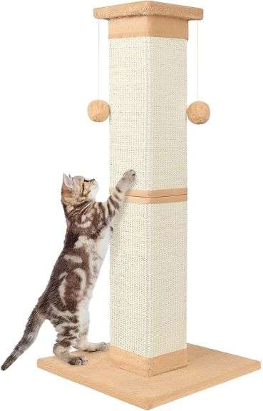Cat Scratching Post 33 Inch Nature Sisal Cat Scratch Post for Indoor Cats, Large Cat Scratcher Protect Your Furniture Orange image