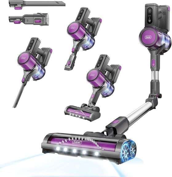 Gevi Cordless Vacuum Cleaners for Home, Cordless Stick Vacuum with Bendable Wand, Ultra Long Battery Life, Powerful Sunction, Deap Clean for Hardwood Floor, Carpet & Pet Hair image