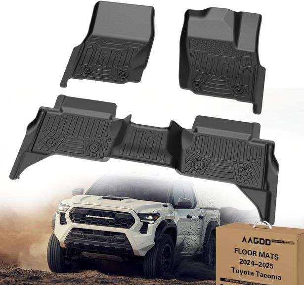TPE All-Weather Floor Mats for Toyota Tacoma 2024 2025 2026 Double Cab| Custom Fit Floor Liners | Car Accessories Floor Liner 1st & 2nd Row Protection | Durable, Odorless (3-Piece Set, Black) image
