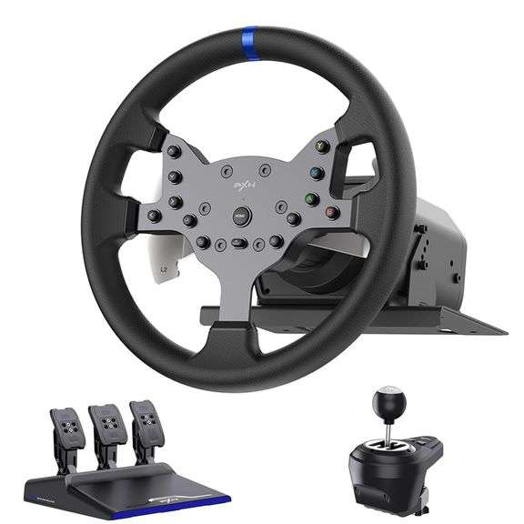 PXN Force Feedback PC Racing Wheel, Detachable 270/900 Degree V99 Driving Gaming Race Sim Steering Wheel Simulator with Pedals and Shifter for Windows PC, PS4, Xbox One, Xbox Series X/S image