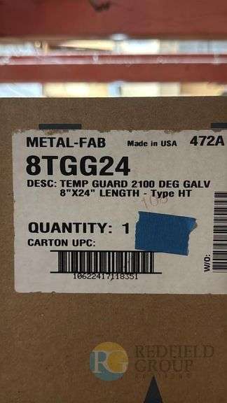 Metal-Fab 8TGG24 Temp Guard 2100Â° Galvanized Chimney Pipe, 8"x24", USA image