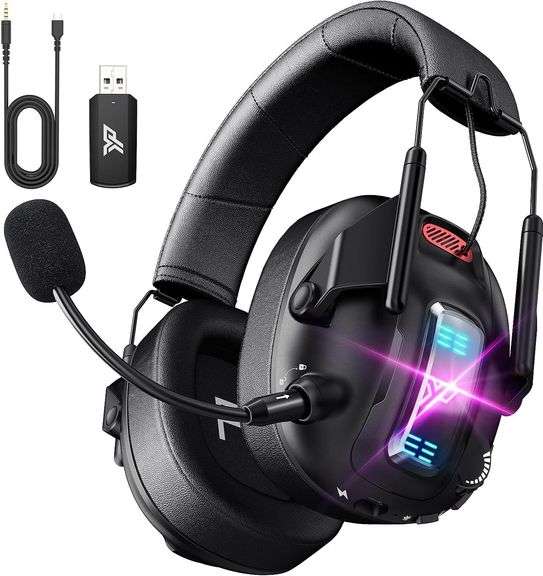 Wireless Gaming Headset for PS5, PS4, PC, USB Over Ear Gaming Headphones with Noise Canceling Mic, Bluetooth 5.3, 100H Battery, Low Latency, Only Wired Mode for Xbox image
