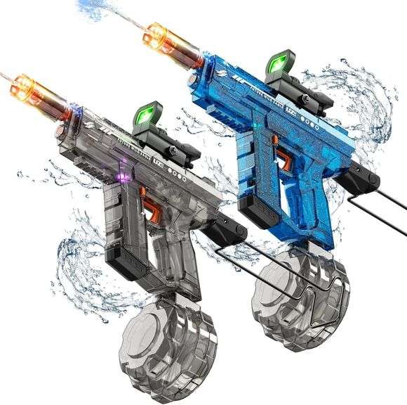 Electric Water Gun for Kids Adults, Automatic Water Gun, Powerful Water Guns with 26-32 FT Long Range, Watergun Toy Gift for Summer, Black & Bleu, 2pcs image