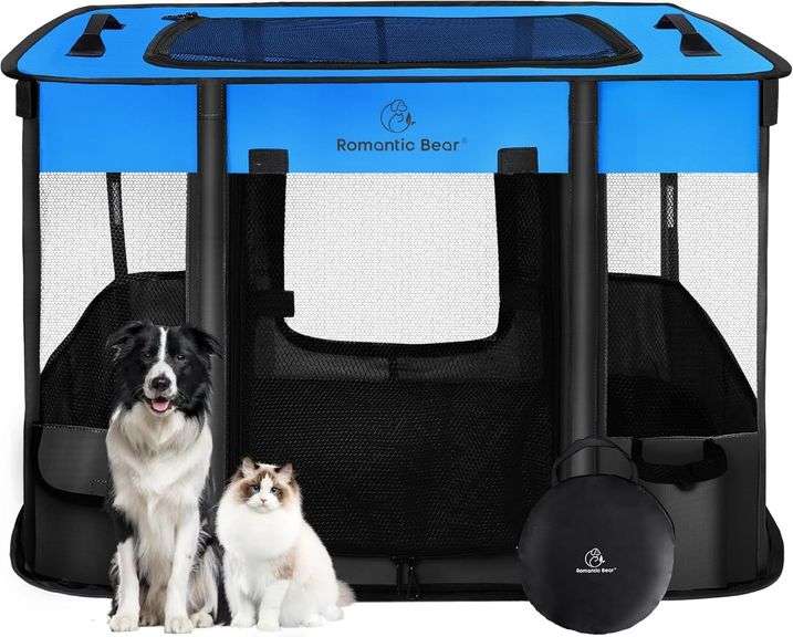 40x32x24 Inches Dog Playpen,Pet Playpen,Foldable Puppy Cat Playpen,Portable Exercise Kennel Tent Crate,Water-Resistant Breathable Shade Cover,Indoor Outdoor Travel Camping Use for Small Animals(L) image