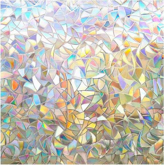 rabbitgoo Window Privacy Film Rainbow Film Decorative Window Sticker, 3D Static Stained Glass Cling Tint for Home Heat Control Non-Adhesive, 35.4 x 157.4 inches image