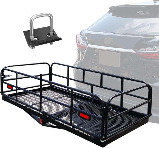 500 Lbs Heavy Duty Hitch Mount Cargo Carrier 60" x 24" x 14.4" Folding Cargo Rack Rear Luggage Basket Fits 2" Receiver for Car SUV Camping Traveling $179 image
