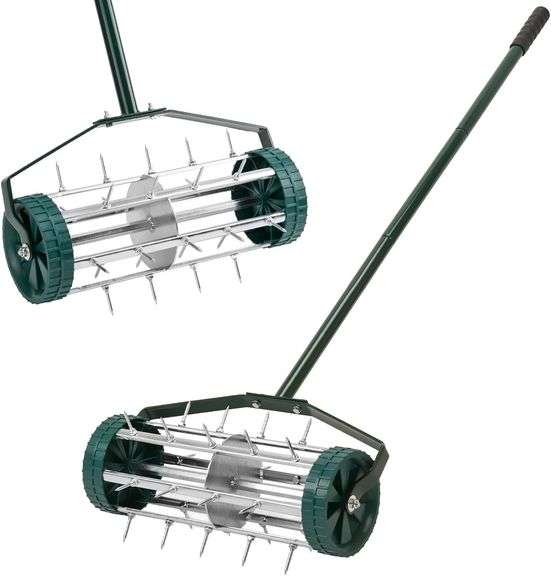 18-Inch Spike Rolling Lawn Aerator for Grass. Heavy Duty Manual Push Aerator Lawn Tool,Soil Health for Garden&Yard Tool(Green) $35 image