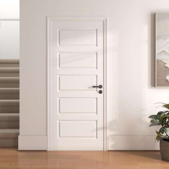 24"x 80" 5-Panel Slab Door, Interior French Door Slab Shaker, Pre-Assembled Solid Core Panel w/o Prehung Jamb, for Pantry Closet Laundry Bedroom, Paintable White Primed Surface $183 image