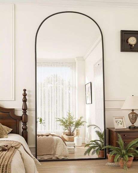 Suidia Full Length Mirror, 71"x28" Floor Standing Mirror Freestanding, Full Body Mirrors with Stand for Bedroom, Hanging Mounted for Living Room Cloakroom, Black, Arched Style $85 image
