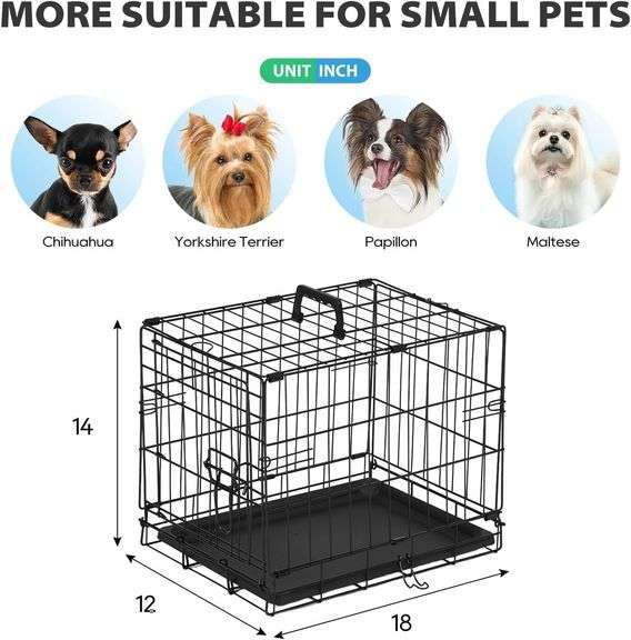 BestPet | Dog Crate | 18" | Black | Foldable Metal Kennel with Single Doors, Secure Slide-Bolt Latches, Leakproof Tray | Portable Dog Cage for Small Breeds | for Travel, Indoor & Outdoor Use $23 image