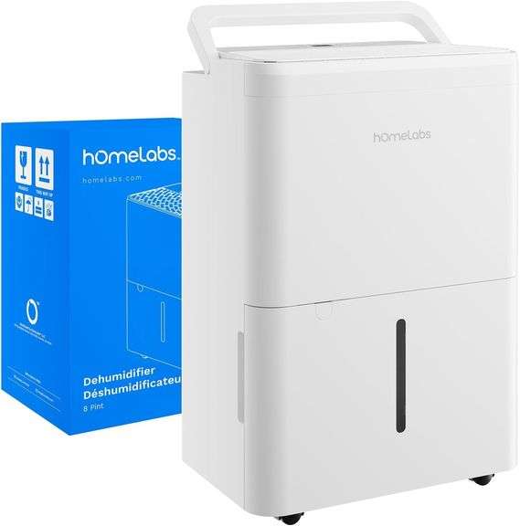 hOmeLabs 8 Pint Wi-Fi Dehumidifier for up to 1,800 Sq Ft Rooms (MAX 24 Pint at 95 F, 90% RH)   Ultra Quiet, Compact Design with Smart Controls and Drain Hose $142 image