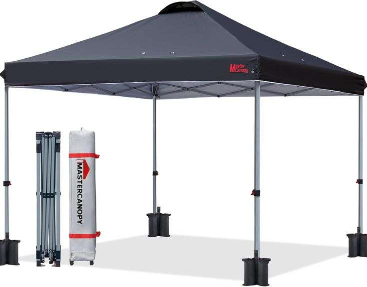 MASTERCANOPY Durable Pop-up Canopy Tent with Roller Bag (10x10, Black) $130 image