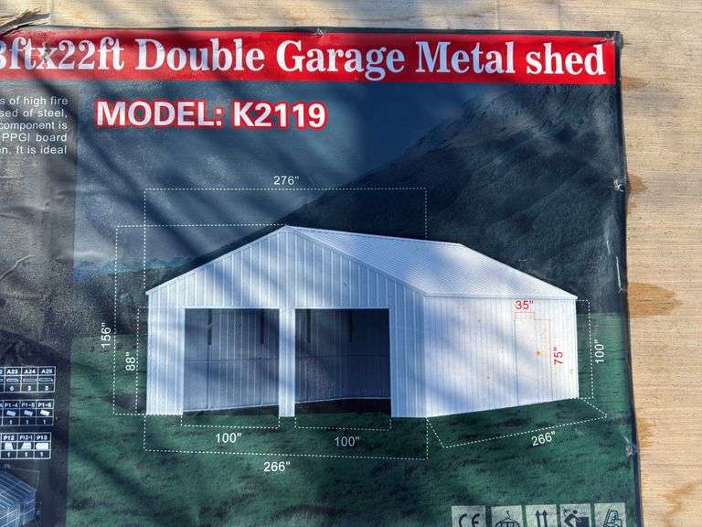 AllMetal 23ft x 22ft Double Garage Metal Shed