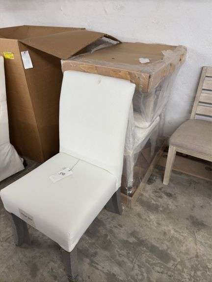 3 white dining chairs image