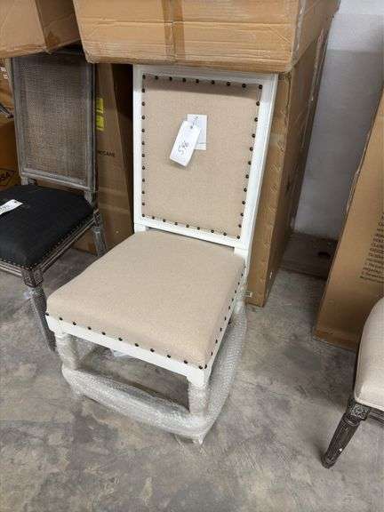 3 White and brown dining chairs image