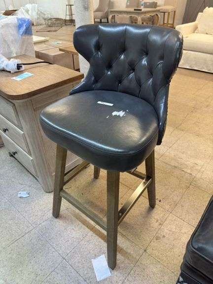High top bar stool grey leather